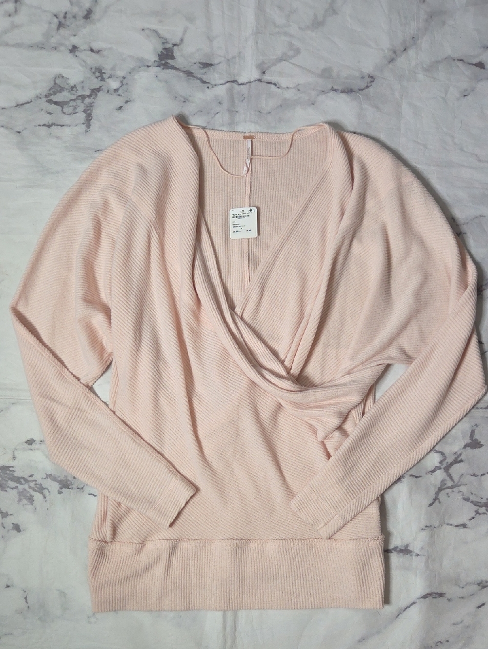 Free People Cozy With You Ribbed Wrap Pullover Sweater In Champagne Toast - Picture 1 of 7